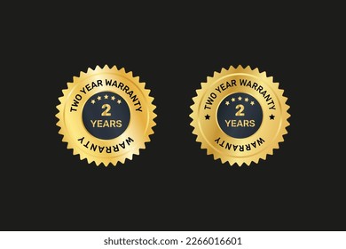 Two years warranty golden labels and badges.