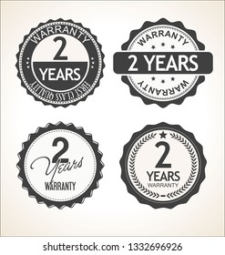 Two years warranty retro vintage badge and labels collection