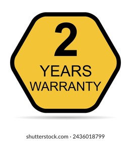 Two years warranty shadow icon, badge seal guarantee certificate customer sign, stamp vector illustration .