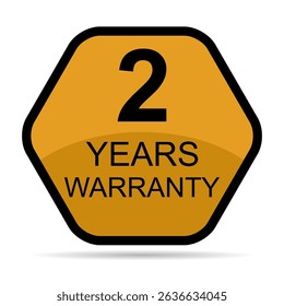 Two years warranty shadow icon, badge seal guarantee certificate customer sign, stamp vector illustration .