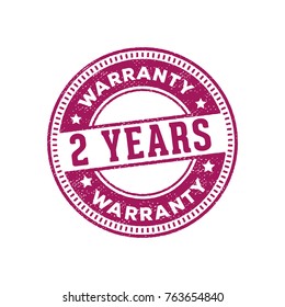 two years warranty sign label stamp