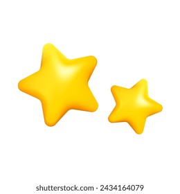 Two yellow 3D star icons vector illustration design. Mobile, web, rank or win symbols.