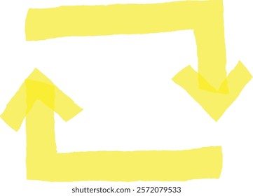 Two yellow arrows are forming a continuous rectangular cycle, symbolizing a repetitive process or a closed loop system, with a simple and minimalistic design