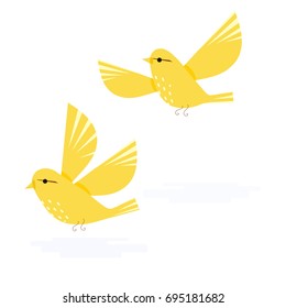 Two yellow birds flat design stock vector illustration