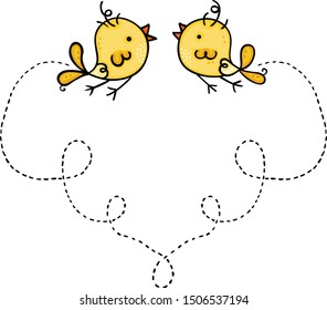 Two Yellow Birds Flying Create Heart Stock Vector (Royalty Free ...