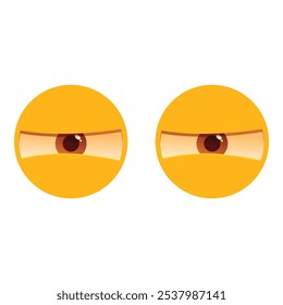 Two yellow cartoon eyes looking sideways with suspicion