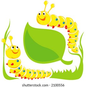 Two yellow caterpillars