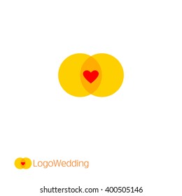 Two yellow circle with a heart inside.