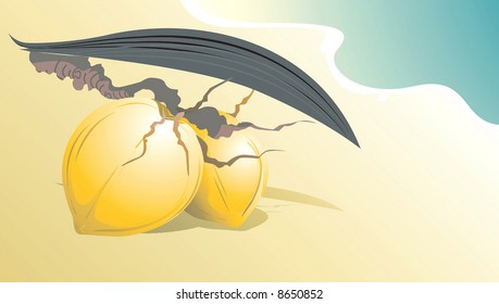two yellow coconuts	