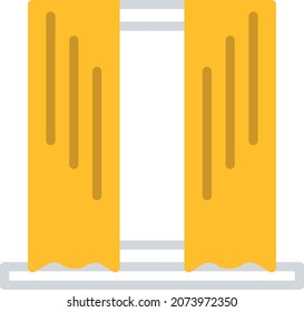 Dos cortinas amarillas, ilustración, vector, sobre un fondo blanco.