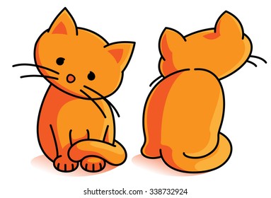 Two Yellow Cute Kittens. Illustrator  eight, global colors, easily editable  neat vector drawing.