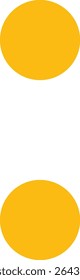 Two yellow dots aligned vertically in minimal flat style. Abstract punctuation or mathematical symbol used in modern graphic design concept.