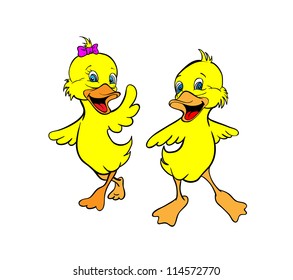 Two yellow ducklings