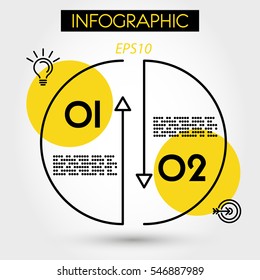 two yellow infographic arrows, two options