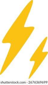 Two yellow lightning bolts, powerful energy symbol perfect for dynamic or high-speed themes.

