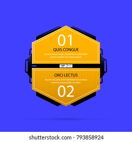 Two yellow options template in industrial techno style on deep blue background