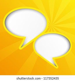 Two yellow paper speech bubbles