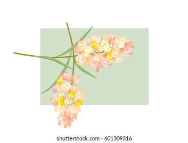 two yellow pastel  flowers circle bouquet on white background,vector illustration