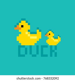 Two Yellow Pixel Ducks