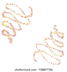Two Yellow and Red Stripes of Confetti on White Background