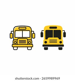 Dos iconos amarillos del autobús escolar, uno con un contorno y uno sólido.