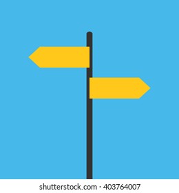 Two yellow sign on pole for text and word in concept.