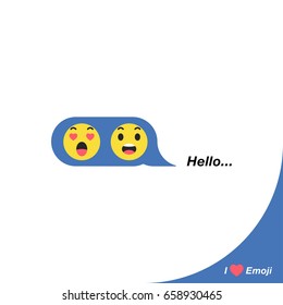 Two yellow smiley icon hearts. Like social icon. Buttons for expressing social emoji. Flat vector illustration EPS 10