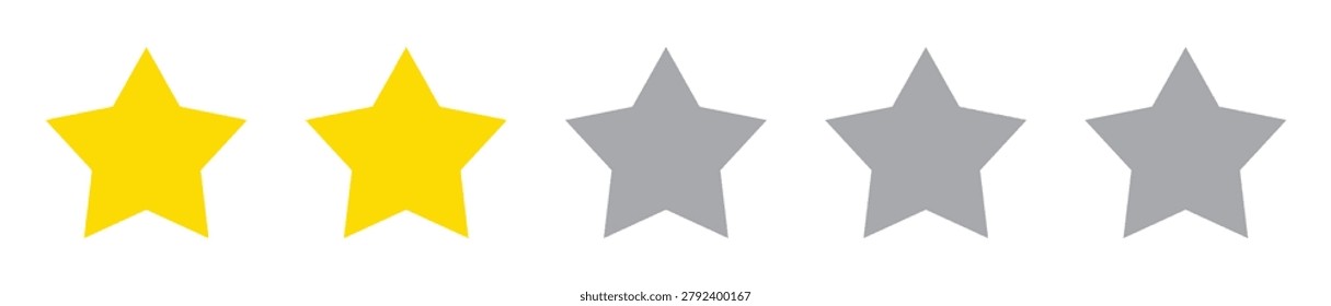 Two yellow stars and three gray stars illustrate a common two star customer feedback rating system