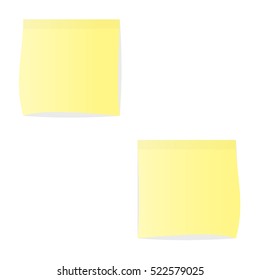 Two yellow stickers isolated on white background. Mockup for design or text. Vector illustration