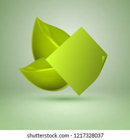 Two yellow style leaves. Label with place for text.