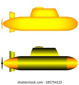 Two yellow submarines isolated on white background.