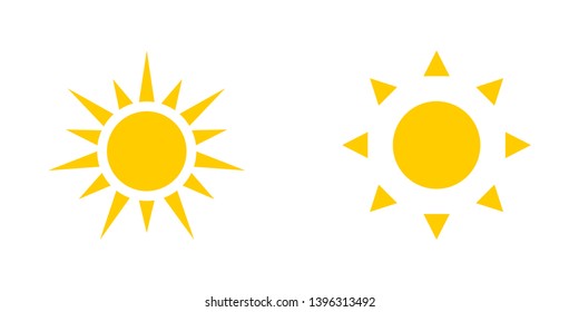 Two yellow Sun icons isolated on white background. Sun icons. Eps10