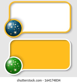 two yellow text frame and stars with falling snow