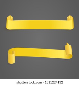 Two yellow vector ribbon banners. Web illustration for design