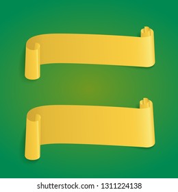 Two yellow vector ribbon banners. Web illustration for design