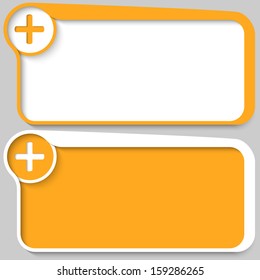 two yellow vector text box and plus sign