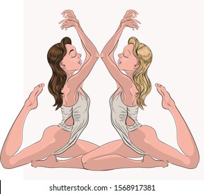 two yoga girls blonde and brunette