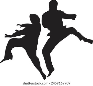 Two Young Adult Perfoming Silat Martial Art