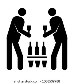
Two young adults taking drinks from drinks table in happy mood pertaining bachelors party  
