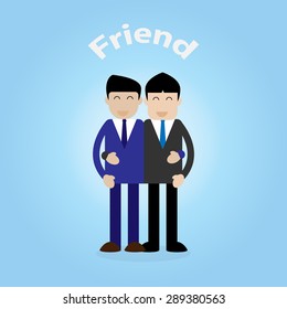 two young business man embracing friend concept -vector