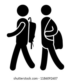 Two young children are going by wearing bags on shoulders symbolizing that they are going to school 