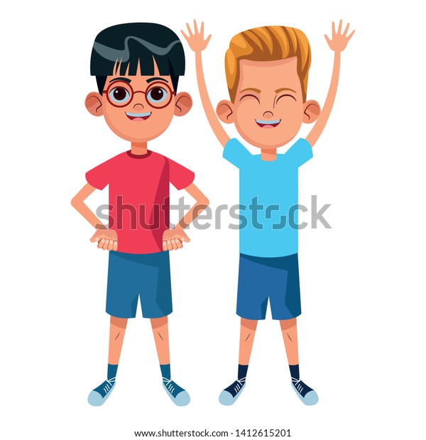 Two Young Little Kids Boy Hands Stock Vector (Royalty Free) 1412615201 ...