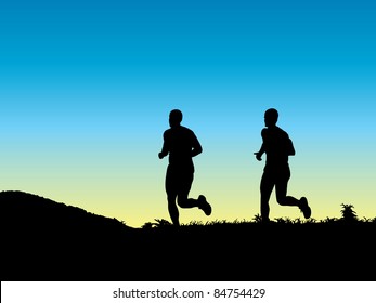 Two Young Men Jogging