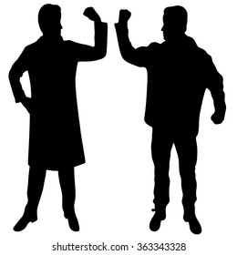 two young men showing muscle Arms