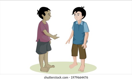 Dos jóvenes hablando en un contexto aislado - ilustración