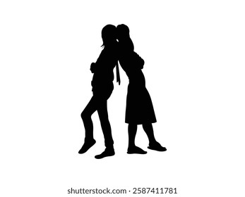 Two Young Slender Women icon vector. Two Young Slender Women vector design and illustration. Two Young Slender Women silhouette isolated white background