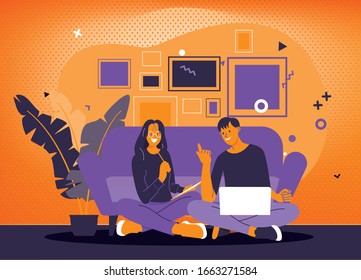 Dos adolescentes sentados y discutiendo sobre estudiar
