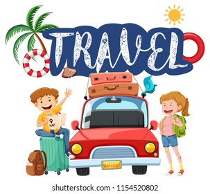 two young travellers concept illustration