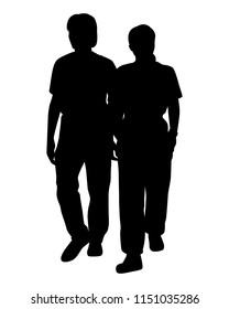 Two young woman silhouette vector. Person concept.