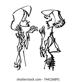 Two young women communicating, facing each other